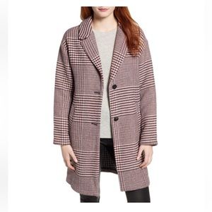 Bernardí White/Rust/Black Notched Collar Plaid Coat